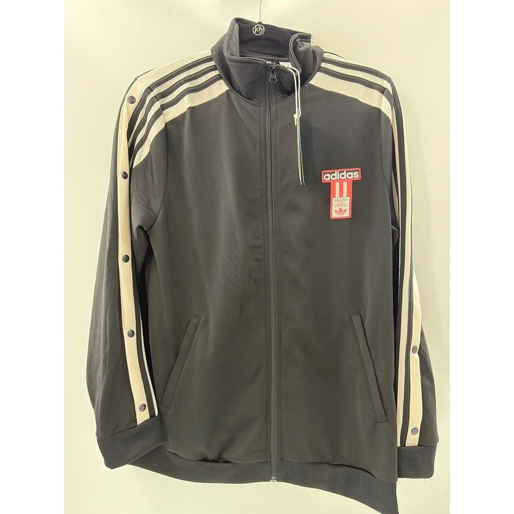 Adidas Originals Adicolor Snap Sleeve Track Jacket Black White Mens Large NWT